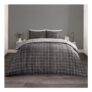 OHS Fine Line Check Reversible Duvet Set Charcoal/Black