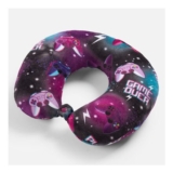 OHS Gaming Print Travel Neck Pillow Purple/Black