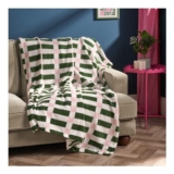OHS Geometric Print Ultra Soft Throw – Green/Pink