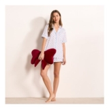 OHS Heart Stripe Piped Jersey Short Pyjama Set Blue