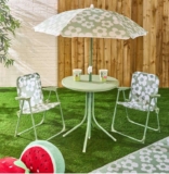 OHS Kids Daisy Print Bistro Set with Parasol – Sage/White