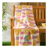 OHS Lemon Print Stripe Fleece Throw – Yellow