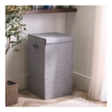 OHS Linen Look Collapsible Laundry Basket Grey