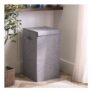 OHS Linen Look Collapsible Laundry Basket Grey