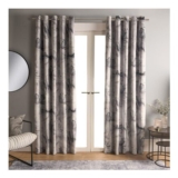 OHS Marble Print Eyelet Blackout Curtains Grey