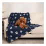 OHS Pet Paw Print Fleece Throw – Navy