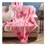 OHS Pink Bows Fleece Blanket, Valentines Gift, 120 X 150cm