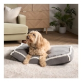 OHS Rectangular Sherpa Bind Mat Pet Bed – Grey/White