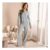 OHS Ribbed Lettuce Edge Loungewear Set Grey