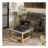 OHS Square Outdoor Firepit with Cover & Poker – Grey