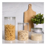 OHS round Clear Plastic Storage Jar, 3-Pack