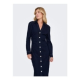 ONLY Blue Button up Denim Cinched Waist Midi Dress