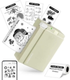 ORGBRO Sticker Printer, X3 Mini Bluetooth Thermal Portable Sticker Maker Supports 2-3 Inch Width, with 1 Roll Thermal Paper, Suitable for Study Notes, Photos, 300DPI Compatible with Phone, Olive Green