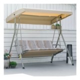 OUTSUNNY 3-Person Porch Swing Chair Outdoor Canopy Light Brown