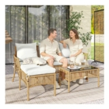 OUTSUNNY 3-Piece Rattan Garden Furniture Set
