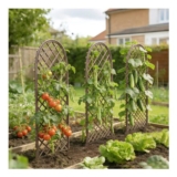 OUTSUNNY Garden Trellis: Decorative Panels with Dome Top Natural