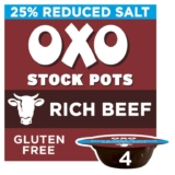OXO Reduced Salt Beef Stock Pot Rich Flavour, Less Salt, Ideal for Gravy, Stews, Casseroles & Holiday Cooking, 4 x 20 g (80 g Total)