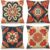 OYIMUA Boho Abstract Floral Cushion Covers 45 x 45 cm Red and Navy Blue Outdoor Cushions 18×18 Inches Decorative Linen Pillow Covers for Garden Furniture Sofa