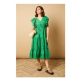 Oasis Petite Broderie v Neck Angel Sleeve Maxi Dress