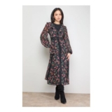 Oasis Petite Chiffon Printed Lace Trim Detail Ruffle Midi Dress