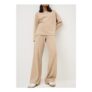 Oatmeal Soft Touch Wide Leg Co Ord Trousers