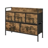 Ochama X SONGMICS 5-Drawer Dresser, Rustic Brown/Black