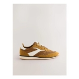 Ochre Yellow Panel Detail Lace-up Trainers