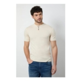 Off White Grandad Neck T-Shirt