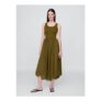 Olive Green Heavyweight 100% Cotton Midi Dress