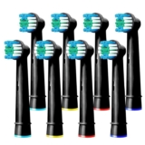 Oral B Compatible Toothbrush Head, Replacement Brush Heads 8 pack Black / white – W/voucher ( £5.24 – £5.94 w/voucher S&S) by Amskey FBA