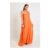 Orange Scarf Detail Trapeze Floor-Sweeping Maxi Dress
