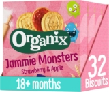 Organix Jammie Monsters Strawberry & Apple Biscuits 4 x 8 Pack – With Voucher – S&S £7.18