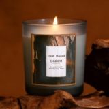 Oud Wood Scented Candle, Soy Candle with 50-Hour Long Burning Time Natural Scented Candles for Men and Women