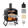 Outdoor Pizza Oven 2-Layer Wood Fired BBQ Pizza Maker W/Grill Barbecue