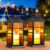 Outdoor Solar Lanterns Garden Hanging Flickering Candle Lights Solar Powered for Patio Yard Lawn Backyard Pathway Courtyard Ornaments,2 Pack Energy Class A