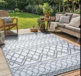 Outdoor garden rug Moroccan Grey & White 120x180cm