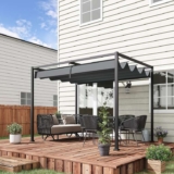 Outsunny 3 x 2m Metal Pergola Gazebo Patio Sun Shelter Retractable Canopy, Grey – With Code – Sold by Outsunny (UK Mainland)