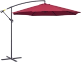Outsunny 3(m) Garden Banana Parasol Hanging Cantilever Umbrella with Crank Handle and Cross Base for Outdoor, Sun Shade, Wine Red