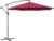 Outsunny 3(m) Garden Banana Parasol Hanging Cantilever Umbrella with Crank Handle and Cross Base for Outdoor, Sun Shade, Wine Red
