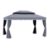 Outsunny 3x4m Aluminium Gazebo Marquee Canopy Tent Nets Dark Grey