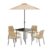 Outsunny 4 Seater Rattan Dining Set with Parasol, Light Brown