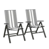 Outsunny Folding Rattan Reclining Chairs Set of 2, Grey