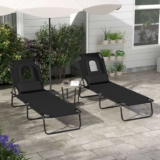 Outsunny Folding Sun Lounger with Pillow – Black – 2 Pieces – Sold by MH Star