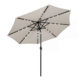 Outsunny Garden Parasol with LED Light Grey