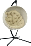 Outsunny Hanging Egg Chair Outdoor Indoor Garden Swing Chair with Folding Basket