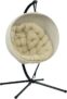 Outsunny Hanging Egg Chair Outdoor Indoor Garden Swing Chair with Folding Basket