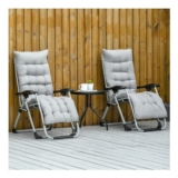 Outsunny Light Grey 2-Piece Zero Gravity Lounger Chairs