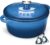 Overmont 26cm/5.2L Enamelled Cast Iron Round Casserole Dish with Lid,5.5QT, Cookbook -Non-Stick Dutch Oven for Braising – blue