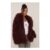 Oversized Collar Shaggy Burgundy Faux Fur Coat