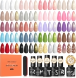 PEACECOLOR 25PCS Gel Nail Polish Set, Green Brown White Gel Polish Starter Kit with Base Coat and Glitter Matte & Glossy Top Coat Nail Art Set DIY Home Gifts for Women